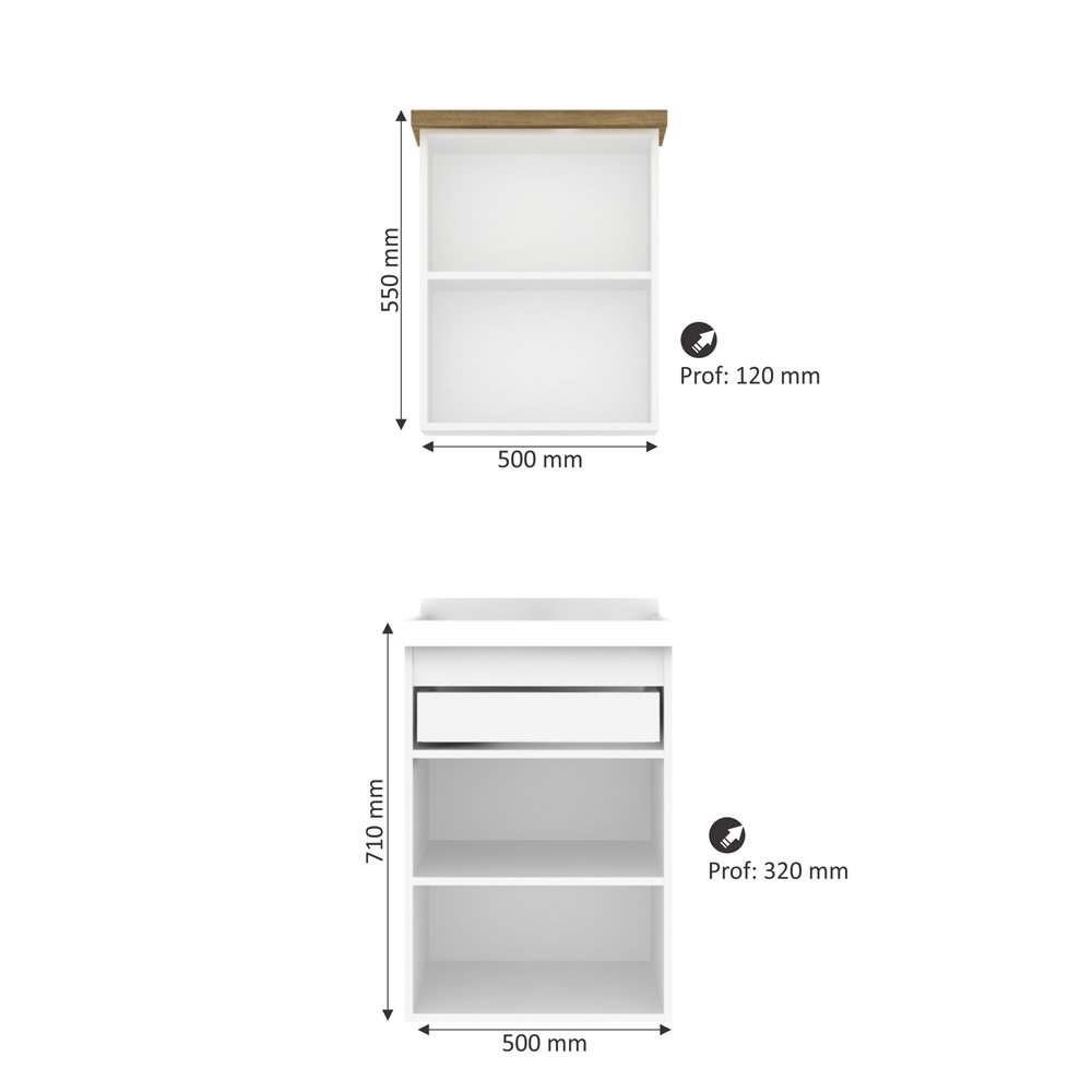 Gabinete para Banheiro 50cm com Lavatório e Armário Cewal Branco/mel - 2