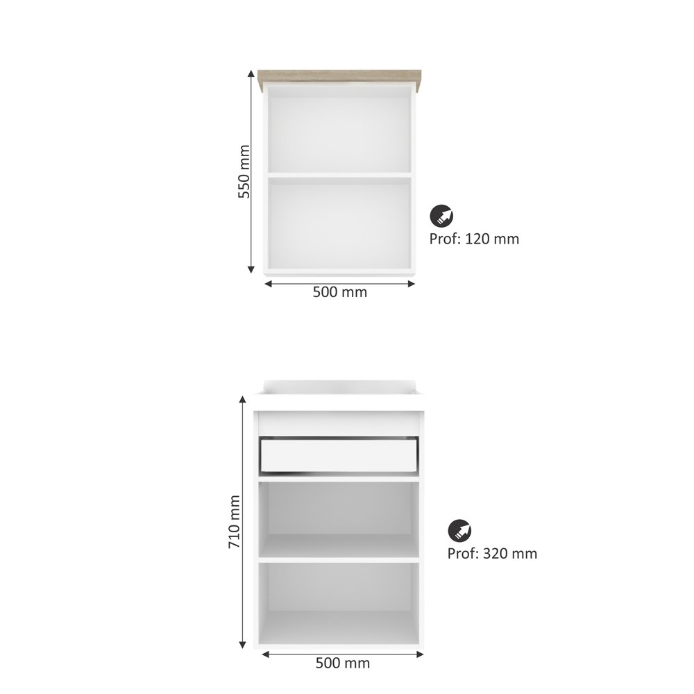 Gabinete para Banheiro 50cm com Lavatório e Armário Cewal Branco/Patina - 2