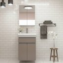 Ver imagem 1 de Gabinete para Banheiro 50cm com Lavatório e Armário Cewal Branco/gianduia