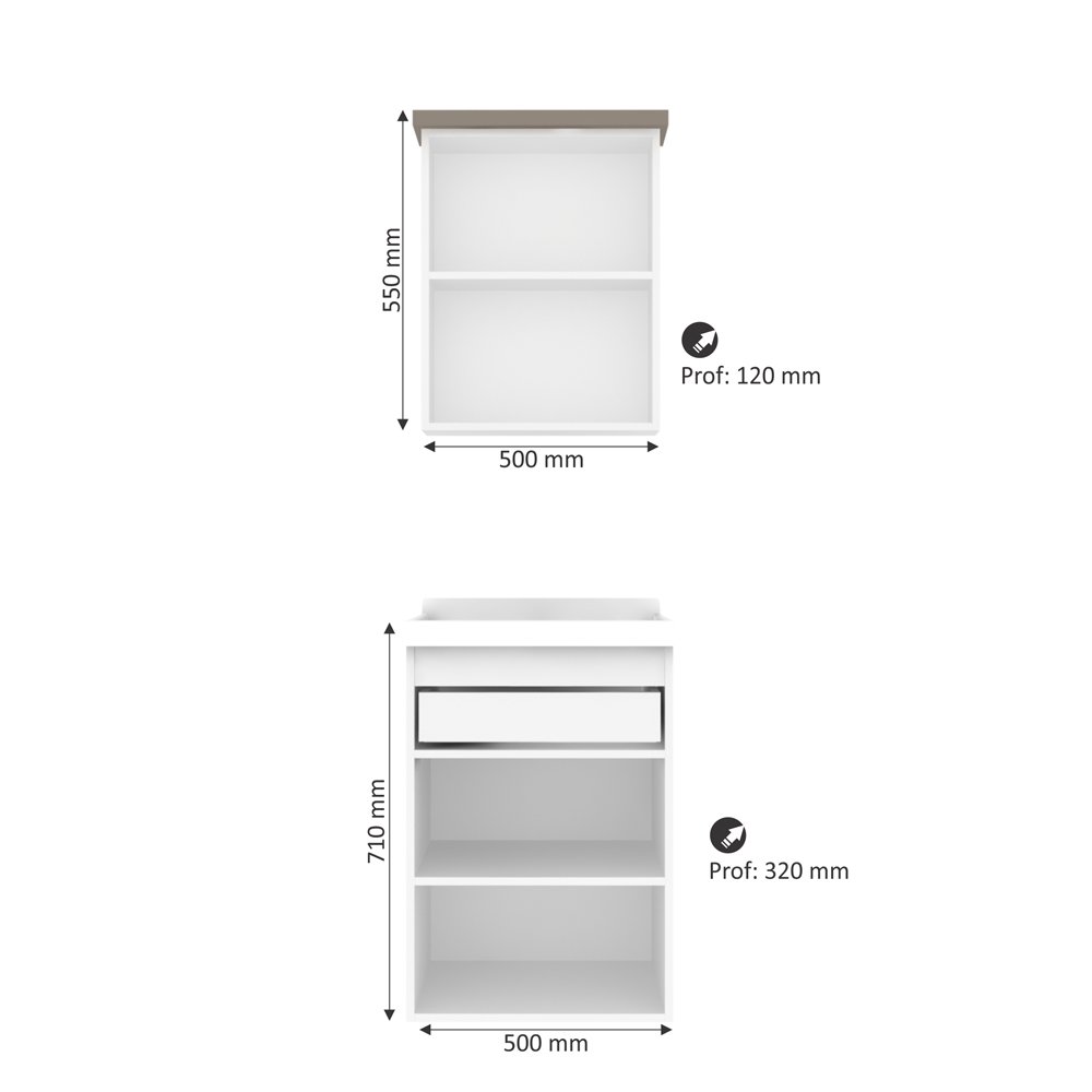 Gabinete para Banheiro 50cm com Lavatório e Armário Cewal Branco/Gianduia - 2