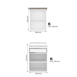 Gabinete para Banheiro 50cm com Lavatório e Armário Cewal Branco/Gianduia - 2