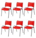 Ver imagem 2 de Cadeira Iso Base Cinza Escola, Escritório Vermelho Kit 6 Un