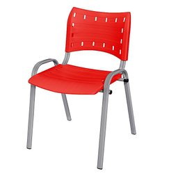 Cadeira Iso Base Cinza Escola, Escritório Vermelho Kit 6 Un - 3