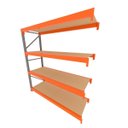 Ver imagem 1 de Mini Porta Pallet 200 kg por Nivel Continuação com 4 Niveis Laranja com MDF Cru