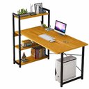 Ver imagem 1 de Escrivaninha Mesa 3 Prateleiras Madeira Ferro Grande 120cm Mesinha Computador Home Office Estante Or