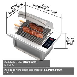 Churrasqueira Elétrica Cooktop Embutir Inox Saro CHED C/ Painel Digital 127V - 5
