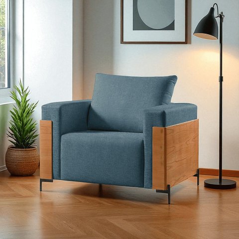 Poltrona Luxo Metal Madeira Maciça Heitor