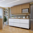 Ver imagem 1 de Cozinha Completa Modulada 4 Peças 6 Portas 4 Gavetas Norten Marrom/Branco/Nature