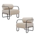 Ver imagem 1 de Kit 02 Poltronas Decorativas Orgânica Living Miska Linho Bege - Abmaza