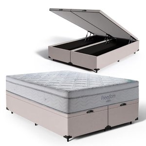Cama Box Baú com Colchão de Molas Ensacadas D33 Pillow In Ortobom Freedom Queen 158cm