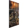 Quadro Decorativo Vertical Lobo Lua Floresta 3p Artistico06:N/A/Colorido - 1