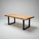 Ver imagem 1 de Mesa de Madeira Maciça 200x80x80 Borda Rústica Marrom Preto