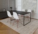 Ver imagem 1 de Mesa Industrial Base Ferro Preto Tampo 137x90 Preto 4 Cadeiras Eames Ferro Cobre Assento Branco