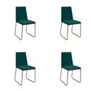 Ver imagem 1 de Kit 4 Cadeiras de Jantar Cozinha Industrial Lexa Veludo - Élpis Móveis - Verde - Dourada