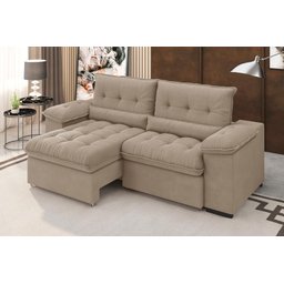Sofá Alion 2,15m Retrátil/reclinável Suede Cappucino - Xflex Sofás - 1