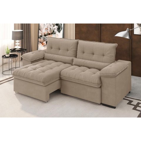 Sofá Alion 2,15m Retrátil e Reclinável Suede Cappucino - Xflex Sofás