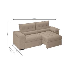 Sofá Alion 2,15m Retrátil/reclinável Suede Cappucino - Xflex Sofás - 3