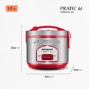 Ver imagem 2 de Panela Elétrica de Arroz Mondial Pratic 6i Premium Vermelho/inox 500w 220v - Pe-45-6x