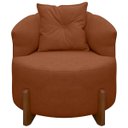 Ver imagem 2 de Poltrona Decorativa para Sala Thor Orgânica Tecido Bouclé Pés em Madeira Maciça:terracota