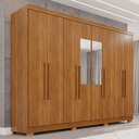 Ver imagem 1 de Guarda-roupa Casal Pinheiro 8 Portas 4 Gavetas com Pés e Espelho Cinamomo - Pnr Móveis