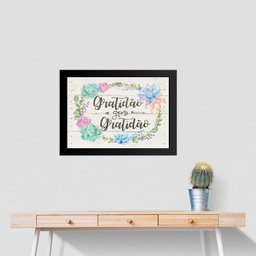 Quadro Gratidão Gera Gratidão - Horizontal 33x24cm:madeira Branca - 2 Quadro Gratidão Gera Gratidão - Horizontal 33x24cm:madeira Branca - 2