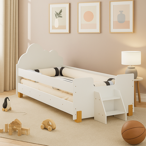 Cama Juvenil Lorena Branca com Luminária Nuvem Led