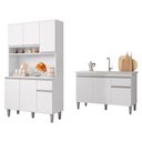 Ver imagem 1 de Balcão Analu 3 Portas + Kit Mara 105cm 6 Portas 1 Gaveta Branco - Bela Móveis