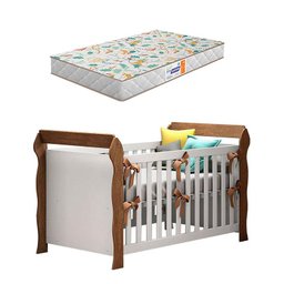 Berço Americano Lara Branco Acetinado Amadeirado com Colchão Gazin – Carolina - 1