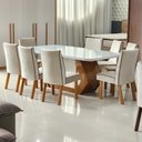 Ver imagem 2 de Sala de Jantar Lottus 8 Cadeiras Tampo em MDF Off-White 220cm Bom Pastor Móveis