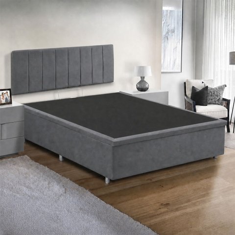 Base Cama Box Casal com Bau 1,38x1,88 Mts Valentina Vilajo: Suede Cinza