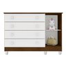 Quarto de Bebê Taís Berço 3 em 1 Gabrielle Cômoda Infantil 4 Gavetas com Porta Branco Amadeirado - 7