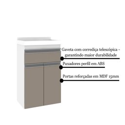 Gabinete para Banheiro 50cm com Lavatório Cewal Branco/Gianduia - 3