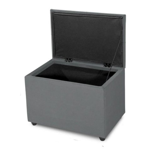 Puff Baú 60cm Porta Brinquedo Organização Assento Decorativo Cor Cinza
