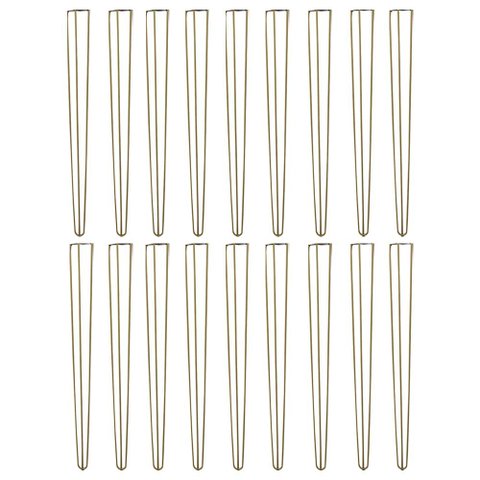 Kit 16 Pés de Metal 90 CM Hairpin Legs Aparador e Mesa de Canto Dourado