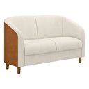 Ver imagem 1 de Sofá 2 Lugares 120cm Dolar Courino Caramelo | Bouclé Suave Off White - Sallar Home