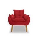 Ver imagem 3 de Poltrona Opala para Sala Clínica Salão Pés de Madeira Suede Vermelho