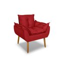 Ver imagem 2 de Poltrona Opala para Sala Clínica Salão Pés de Madeira Suede Vermelho