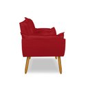 Ver imagem 4 de Poltrona Opala para Sala Clínica Salão Pés de Madeira Suede Vermelho