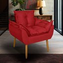 Ver imagem 1 de Poltrona Opala para Sala Clínica Salão Pés de Madeira Suede Vermelho