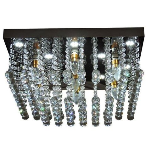 Lustre Plafon Cristal Quadrado 1566/500-Diamante - Prata