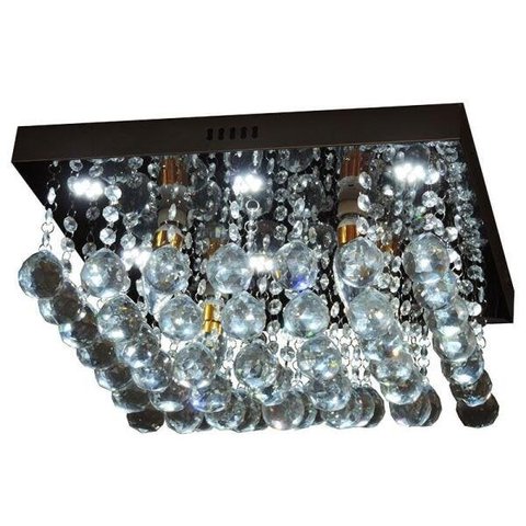 Lustre Plafon Cristal Quadrado 6816/400-Diamante - Prata