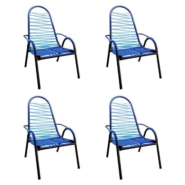 Kit 4 Cadeiras Luxo Plus Size Adulta Fio Duplo Azul - 1