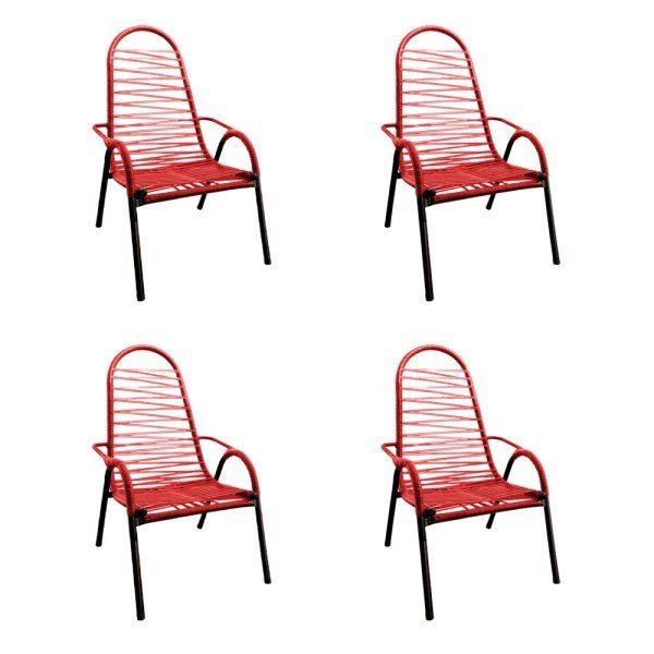 Kit 4 Cadeiras Luxo Plus Size Adulta Fio Duplo Vermelha - 1