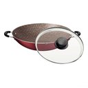 Ver imagem 3 de Wok Paris com Revestimento em Antiaderente Starflon Max Vermelho Tampa Vidro 32 Cm 4,4l