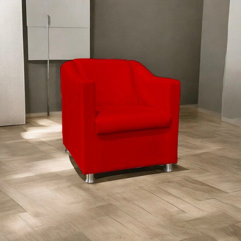 Poltrona Decorativa Tillak Tilla em Suede para Sala de Estar, Consultório e Recepção - Vermelho