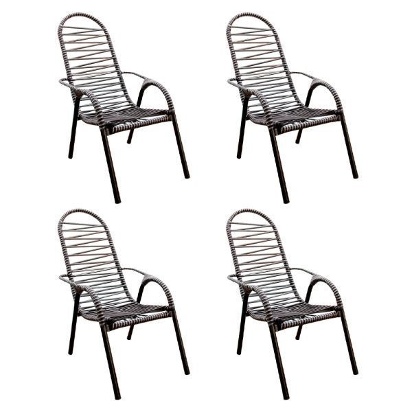 Kit 4 Cadeiras Fio Duplo Prata e Preta Luxo Adulta - 1
