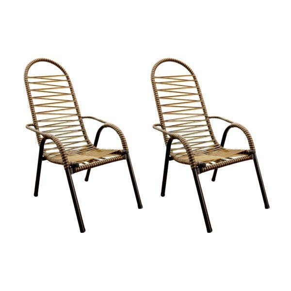 Kit 2 Cadeiras Fio Duplo Marrom e Ouro Luxo Adulta - 1