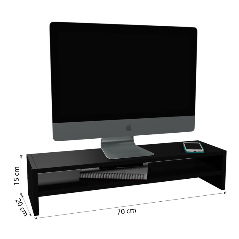 Suporte para Tela de PC Monitores de Mesa Notebook Elevado Organização para Home Office 70cm - Preto - 3