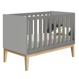 Quarto Infantil Classic 2 portas Cinza Fosco com Pés Madeira Natural - Reller Móveis - 3