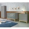Quarto Infantil Classic 2 portas Cinza Fosco com Pés Madeira Natural - Reller Móveis - 2